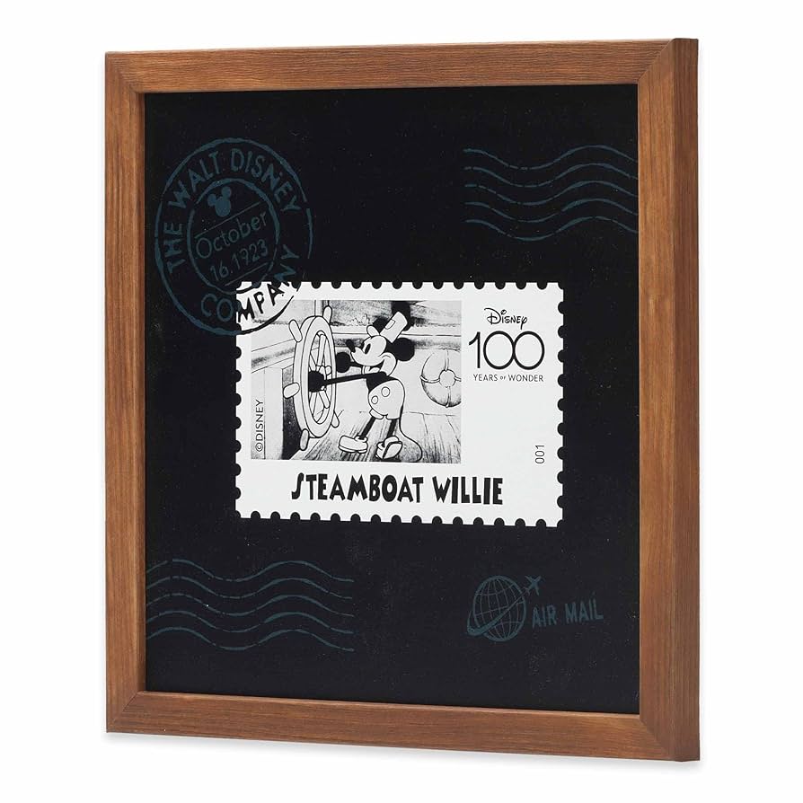 Amazon.com: Disney Steamboat Willie Stamp Framed Wood Wall